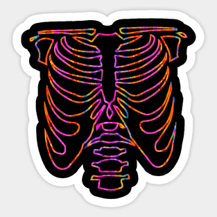 Skeleton Chest Colorful Rainbow Sticker